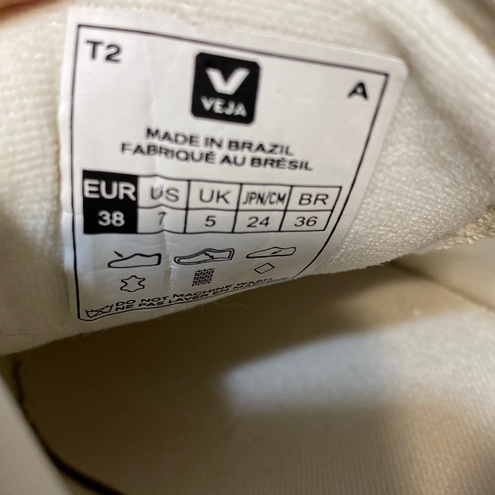 Veja Women’s White Sneakers with Black V Logo - Picture 3 of 6